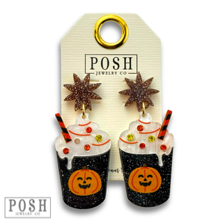 Halloween pumpkin drink earring