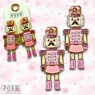 Pink nutcracker earring