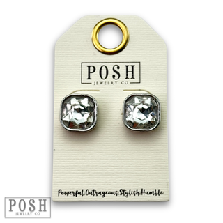 Square post rhinestone earring