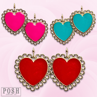 Enamel heart earring