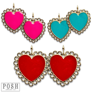 Enamel heart earring