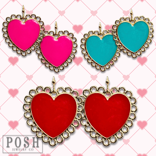 Enamel heart earring