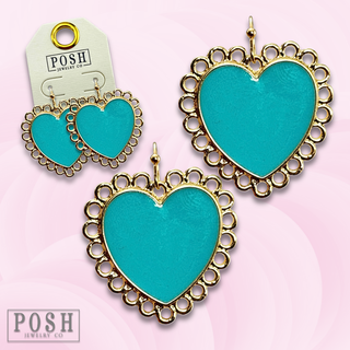 Enamel heart earring