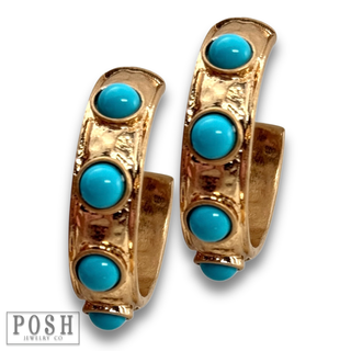 Turquoise bead hoop earring