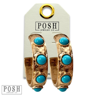 Turquoise bead hoop earring