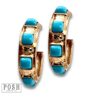 Turquoise bead hoop earring