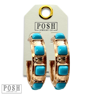 Turquoise bead hoop earring