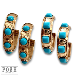 Turquoise bead hoop earring