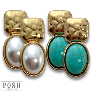 Oval bead post earring