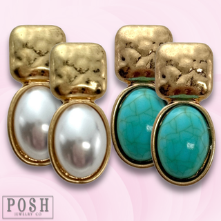 Oval bead post earring