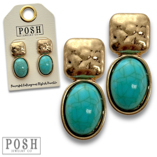 Oval bead post earring