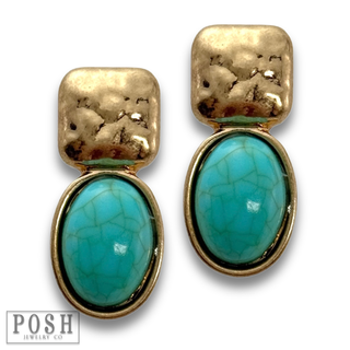 Oval bead post earring