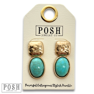 Oval bead post earring