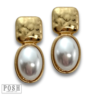 Oval bead post earring