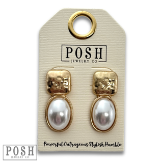 Oval bead post earring