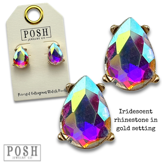 Teardrop rhinestone stud earring