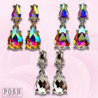 Double teardrop rhinestone earring