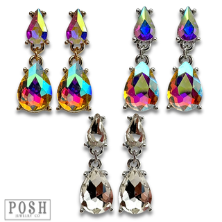 Double teardrop rhinestone earring
