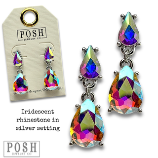 Double teardrop rhinestone earring