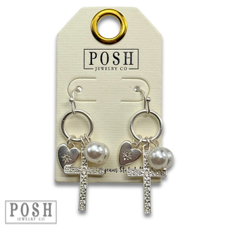 Cross charm earring