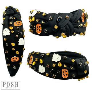 Ghost and pumpkin Halloween charm headband