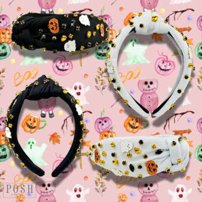 Ghost and pumpkin Halloween charm headband
