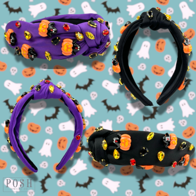 Jack-O-Lantern Halloween charm headband
