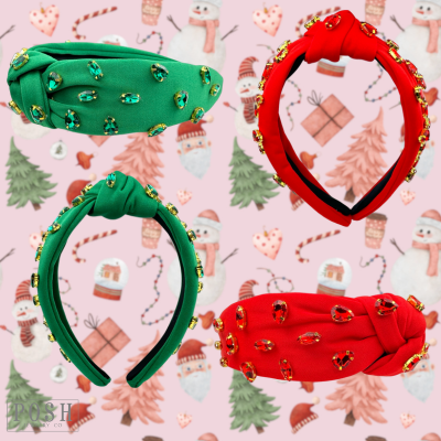 Christmas color rhinestsone topknot headband