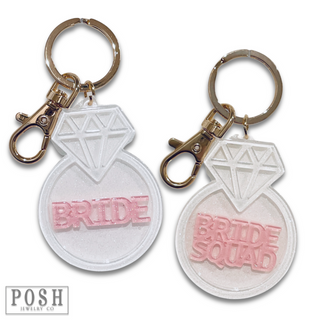 Diamond ring shape wedding keychain