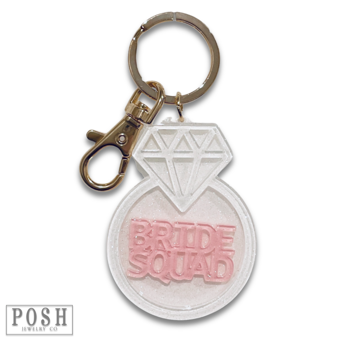 Diamond ring shape wedding keychain