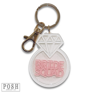Diamond ring shape wedding keychain