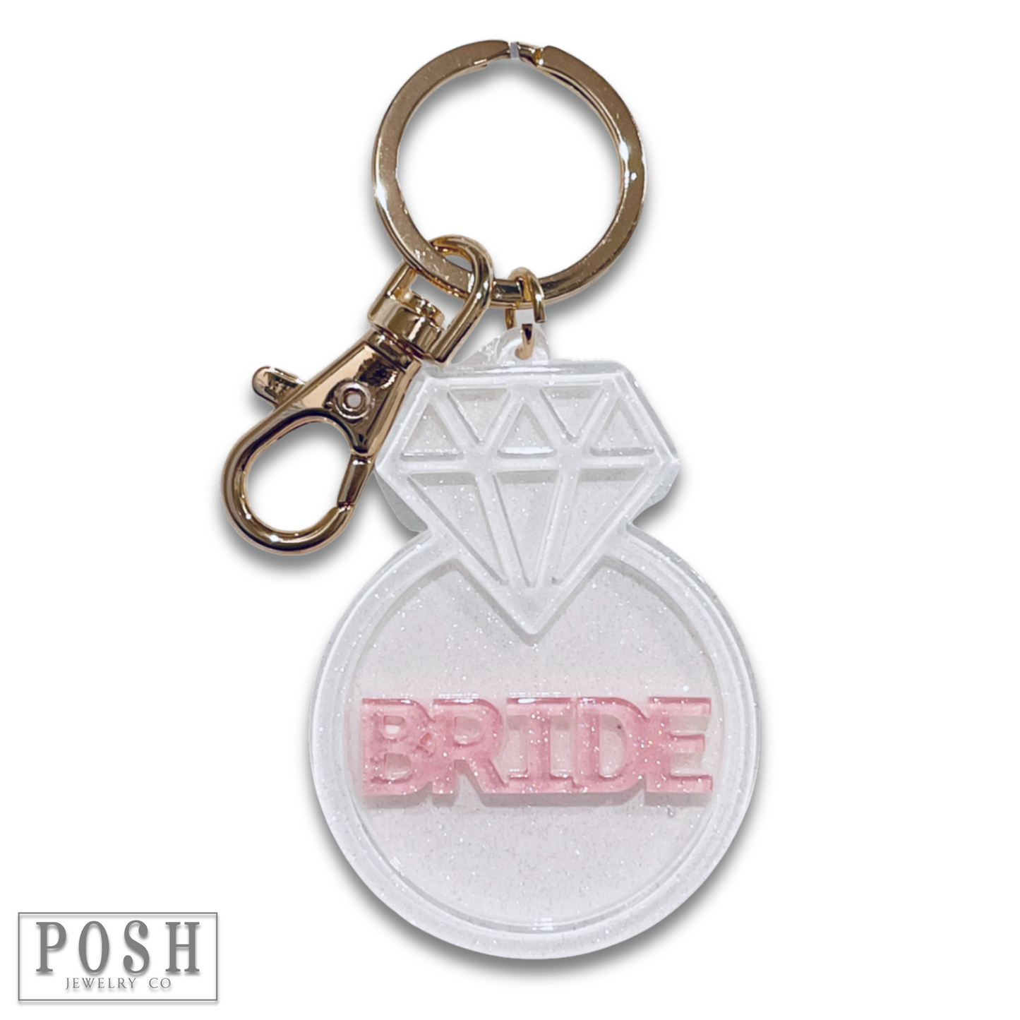 Diamond ring shape wedding keychain