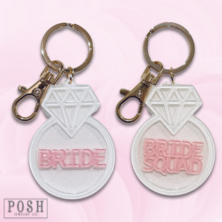 Diamond ring shape wedding keychain