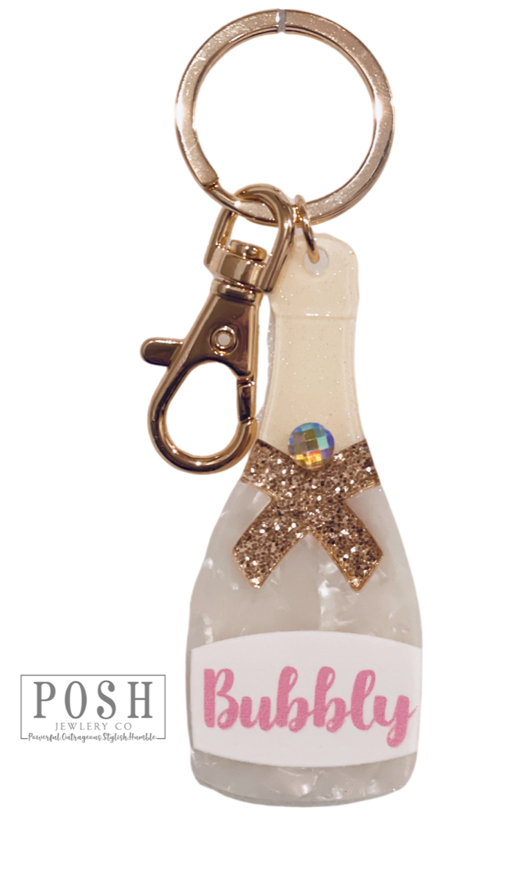 Acrylic bubbly bottle keychain