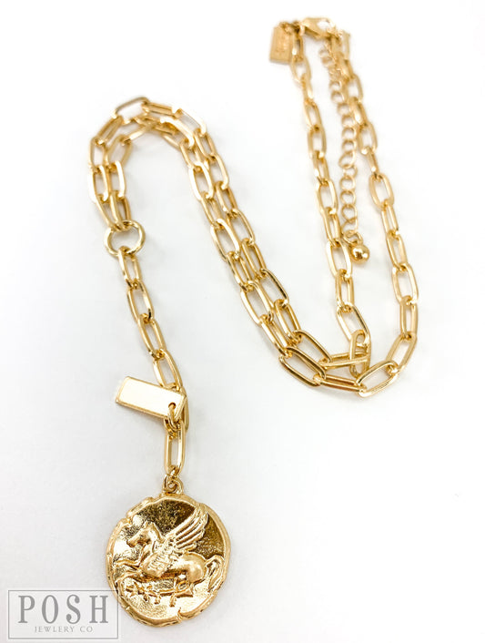 Y chain necklace with coin drop, last call