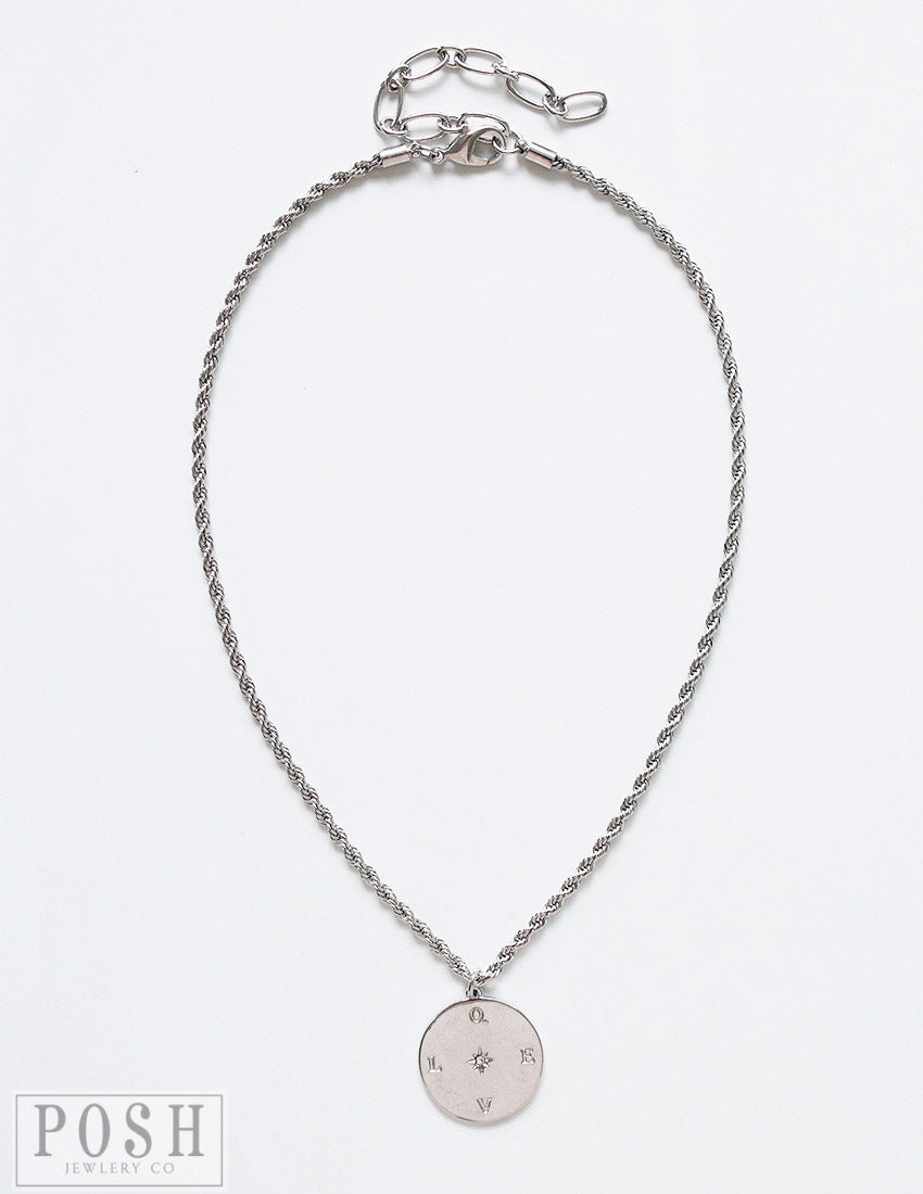 Rope chain and LOVE disc necklace, last call