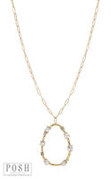 Long chain necklace, rhinestone teardrop pendant, last call