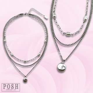Triple chain necklace with freshwater pearls, last call