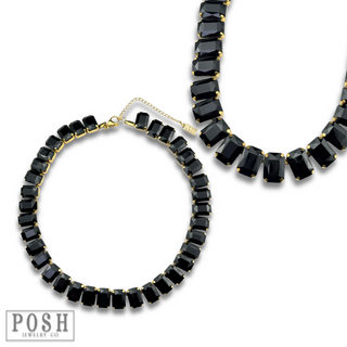 Rectangle rhinestone necklace