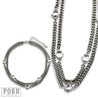 Double strand curb chain necklace