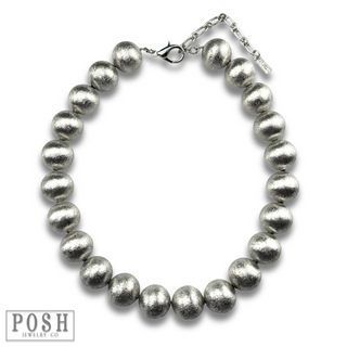 Large brushed bead necklace