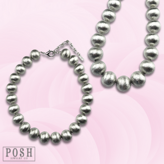 Large brushed bead necklace