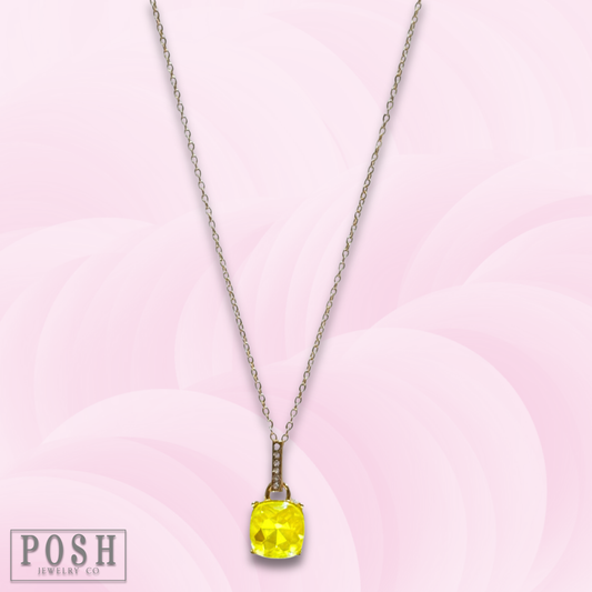 Large rhinestone solitaire necklace
