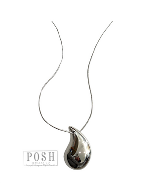 Raindrop pendant, fine chain necklace