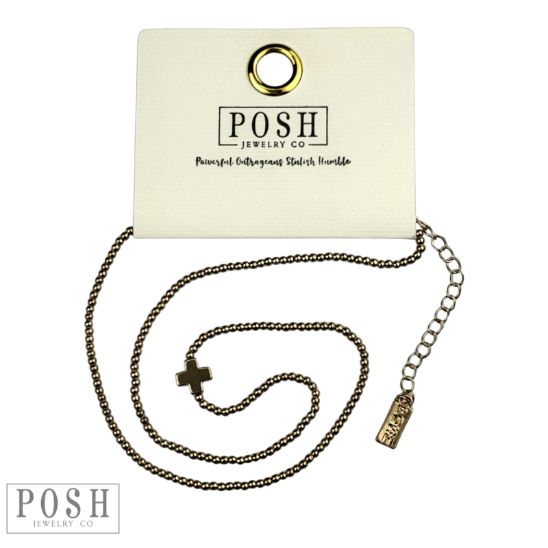 Bead chain cross layering necklace