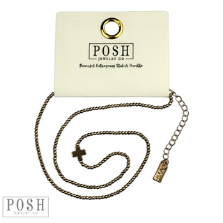 Bead chain cross layering necklace