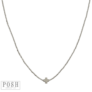 Bead chain cross layering necklace