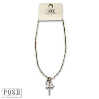 Pearl cross pendant chain necklace