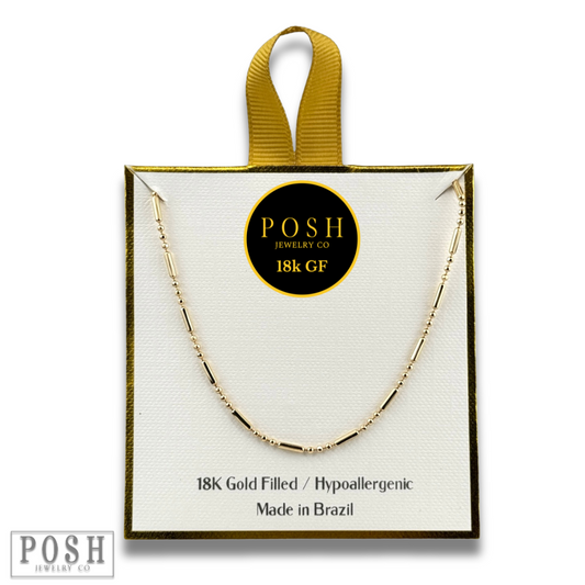 Dot dash chain necklace, 18k gold filled