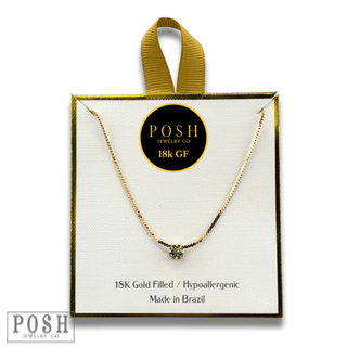 Sliding rhinestone serpentine chain necklace, 18k gold filled